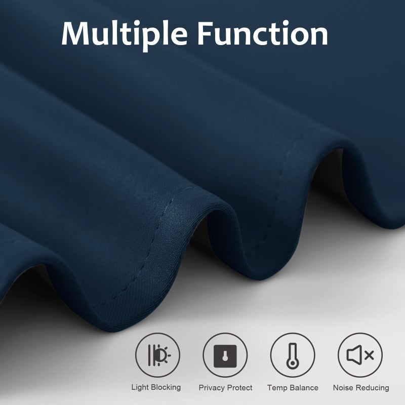 WdFour Small French Door Curtains with Silky Feel Thermal Insulated Noise Reducing Blackout Curtains for Glass Door Office (12W x 70L  1 Panel  Navy Blue) - Image 4